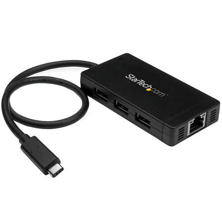 STARTECH.COM 3 Port USB C Hub w/ GbE - C to A - USB 3.0 - Power Adapter HB30C3A1GE